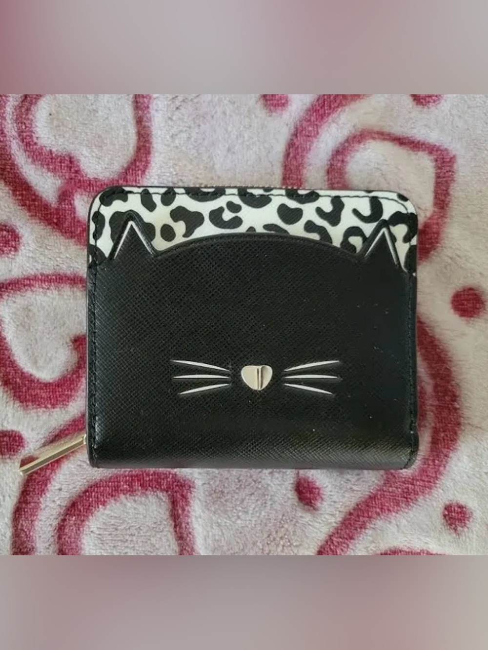KATE SPADE Meow Cat Small Zip Around Wallet